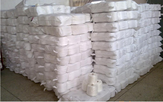 NE 20/3 30/3 สายพอลิเอสเตอร์สําหรับเส้นเย็บ สีสด สีขาวสดใส กระเป๋า PP ของโรงงานจีน