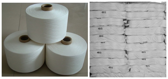 40/2 สีขาว 100% โพลิเอสเตอร์ สปันยางบนกระดาษ คอน 1.67kgs / คอน