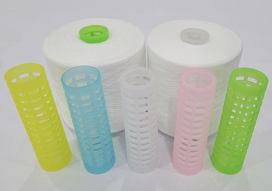 เส้นด้ายโพลีเอสเตอร์ปั่นด้ายดิบสีขาวสว่าง 40/2 สำหรับด้ายเย็บผ้าความดื้อรั้นสูง