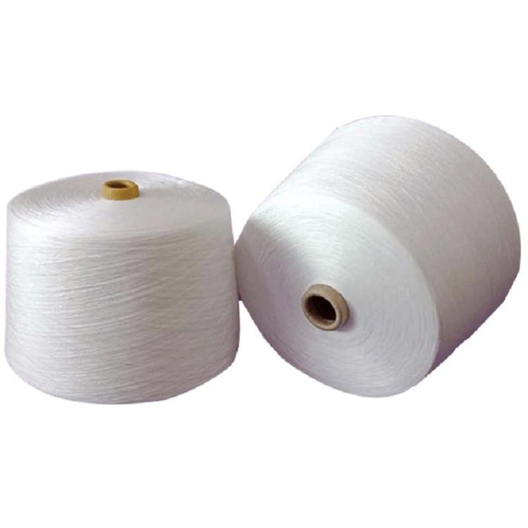 สายไหมสีขาว 100% โพลิเอสเตอร์ สปันแหวน 40/2, 60/2, 60/3