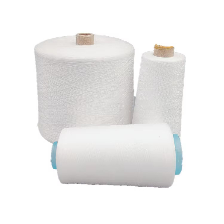 100 สปัน โพลีเอสเตอร์ยางดิบ สีขาว สายผูก เนื้อ Ne 20S 30S 40S 42S 45S 60S โพลีเอสเตอร์ยาง